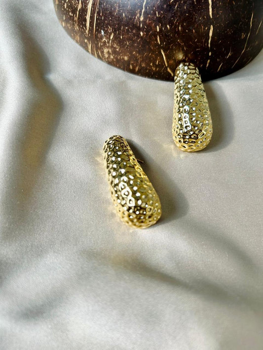 "Gilded Amoeba: Gold-Plated Statement Earrings"
