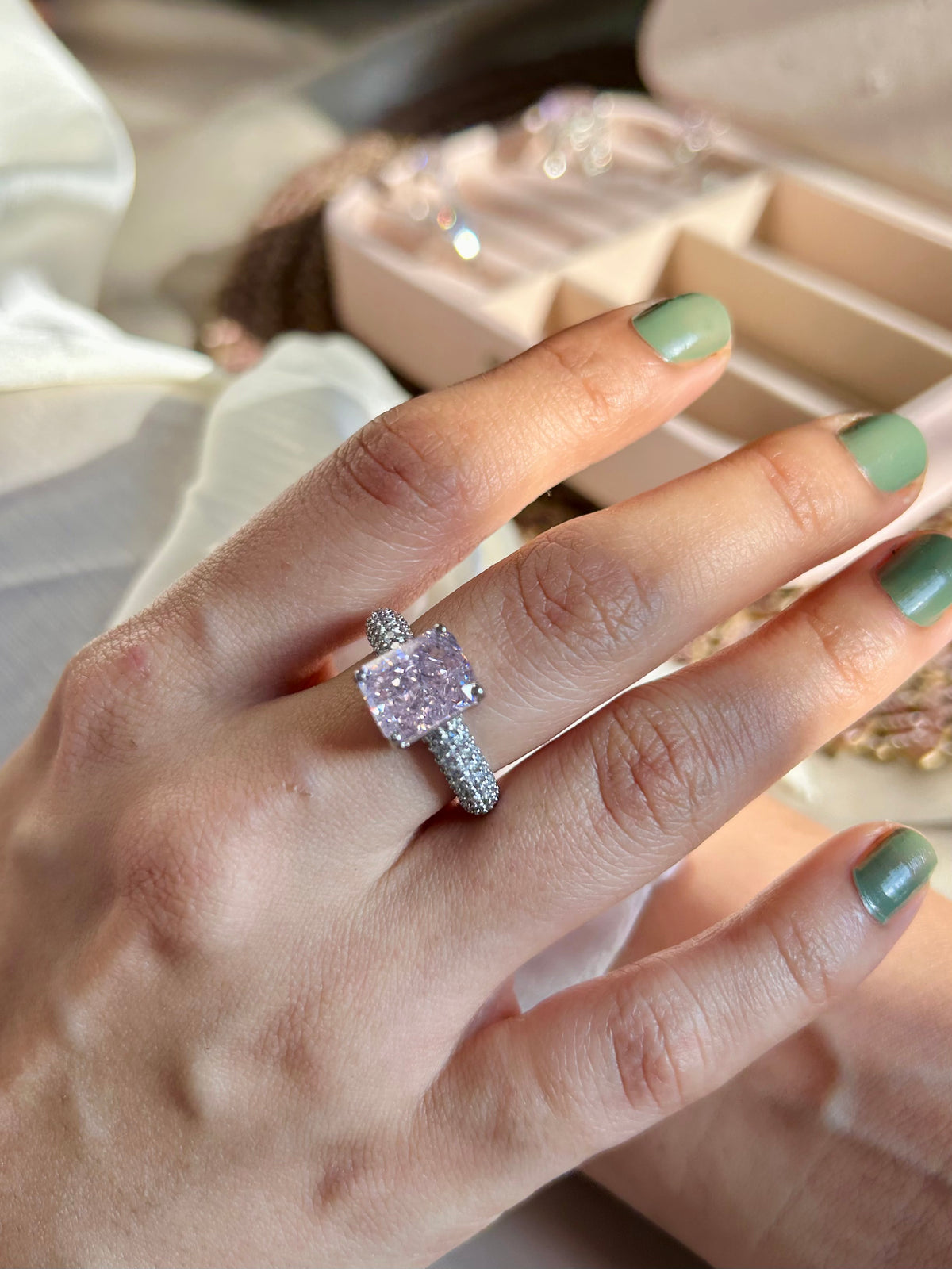 Radiant Pink Sterling Silver Ring