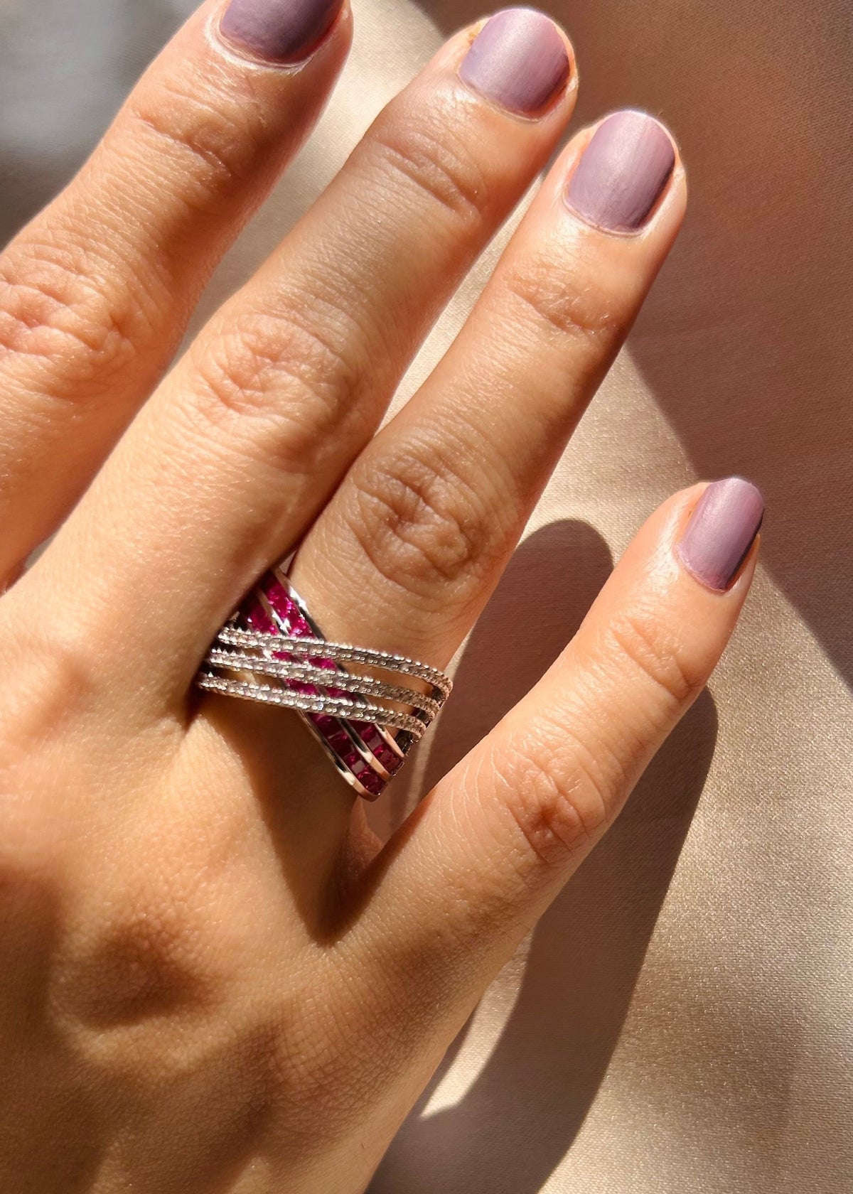 Fiery Red Baguette Colorstone Diamond Ring