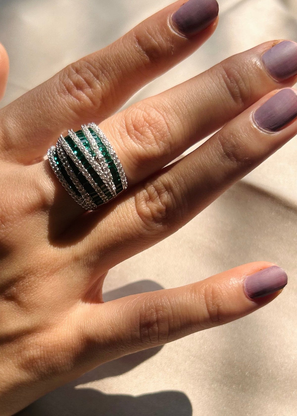 Lush Green: Doublet Colorstone with Baguette Diamonds