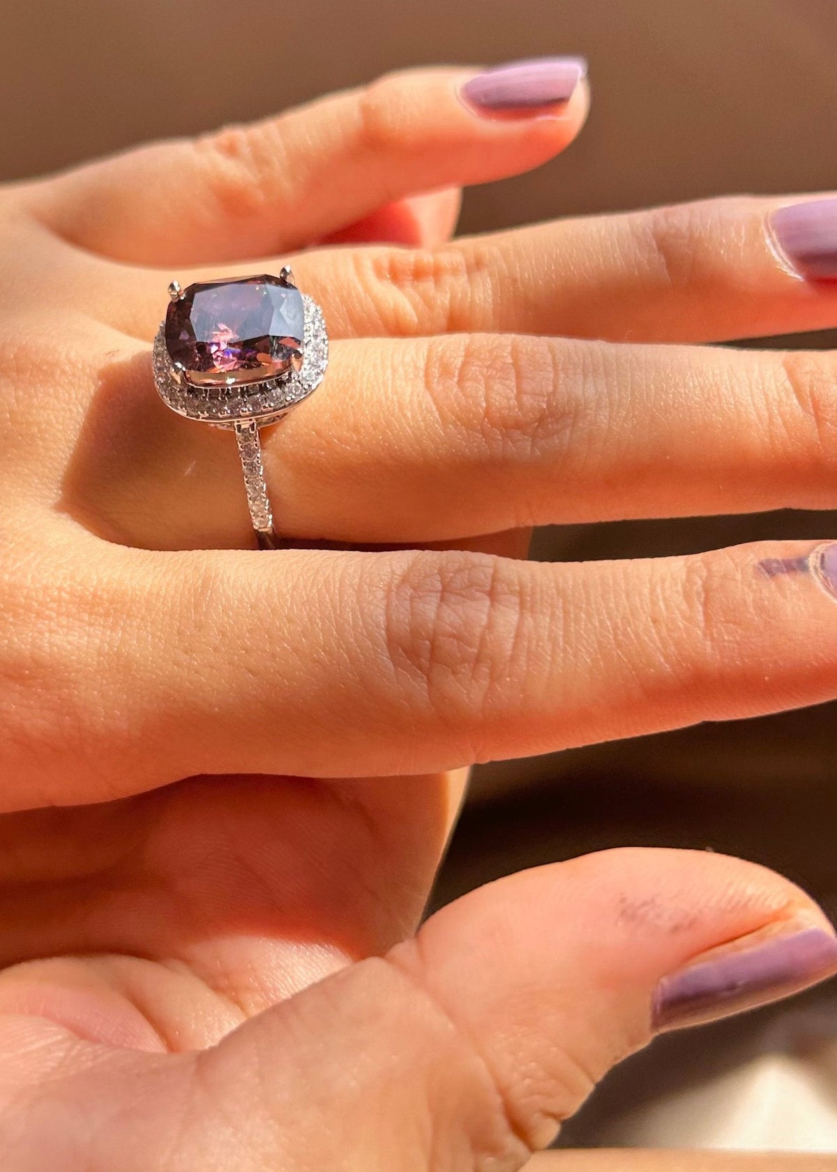 Garnet Glow Solitaire Ring with Diamonds