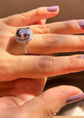 Garnet Glow Solitaire Ring with Diamonds