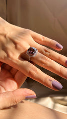 Garnet Glow Solitaire Ring with Diamonds