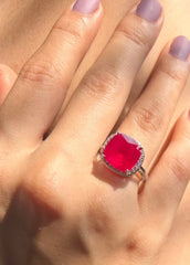 Radiant Red Hydro Diamond Rim Ring