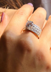 Stunning 2 Carat Elevated Solitaire Diamond Ring with Baguettes