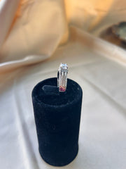 Stellar Brilliance: 1 Carat Elevated Solitaire with Baguette Sparkle