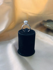 Sleek 2 Carat Solitaire Diamond Ring with Glossy White Finish