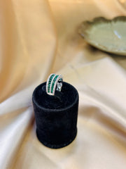 The Evergreen Duo: Green and Diamond Baguette Ring