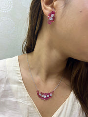 Pink Serenity: Diamond-Accented Hydro Pendant Set