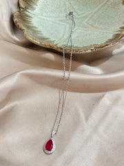 Flare of Passion: Red Hydro & Tapered Diamond Pendant