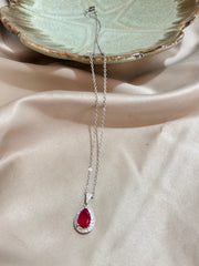 Flare of Passion: Red Hydro & Tapered Diamond Pendant