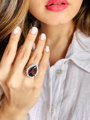 **Rhodolite with Diamonds Ring**