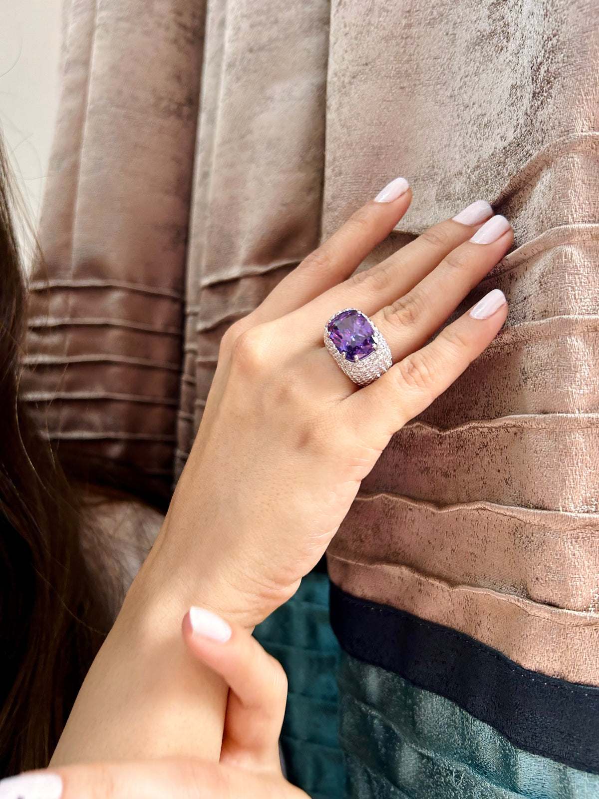 "Majestic Amethyst and Diamond Cocktail Ring"