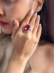 "Elegance in Red: Discover the Timeless Beauty of Our Hydro Color Stone Ring."