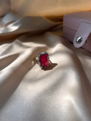 "Elegance in Red: Discover the Timeless Beauty of Our Hydro Color Stone Ring."