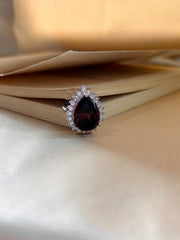 **Rhodolite with Diamonds Ring**