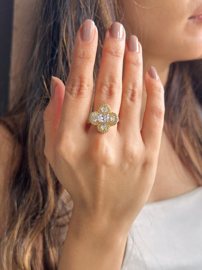 Lily of Luxury Yellow and White Diamond Lily Cut Ring