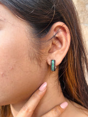 Enchanted Forest: Black Enamel & Green Colorstone Hoops