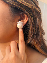 Exquisite Beauty in Fancy Diamond and Pearl Earrings