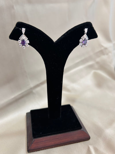 "Charming Amethyst Diamond Pendant Set: A Pop of Purple Luxury"