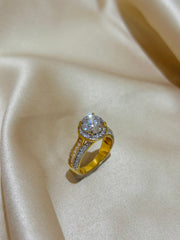 Blushing Beauty - Solitaire Diamond Ring in Gold Plating