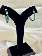 Emerald Dublet & Diamond Baguette Hoop Earrings: A Fusion of Green Splendor and Radiant Brilliance