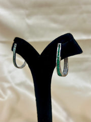 Emerald Dublet & Diamond Baguette Hoop Earrings: A Fusion of Green Splendor and Radiant Brilliance