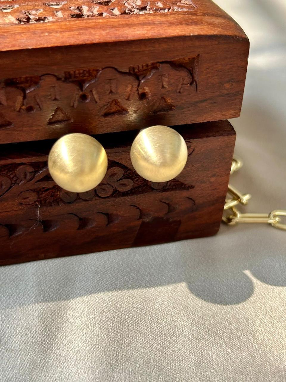 Gold-Plated Button Stud Earrings