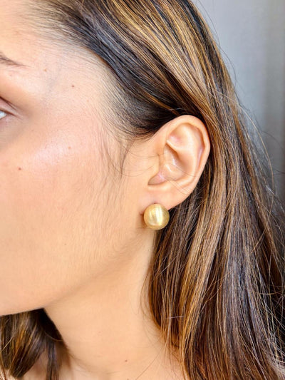 Gold-Plated Button Stud Earrings